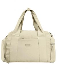 Torba sportowa WINGS SOLENNE z kieszenią na buty i pasem na walizkę BEIGE. Brązowe torby podróżne damskie Wings, bez wzorów, z materiału, na ramię. Za 129.90 zł.