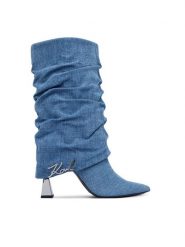 KARL LAGERFELD Kozaki Debutante KL32086 Granatowy. Niebieskie kozaki damskie KARL LAGERFELD, bez wzorów, z materiału, bez obcasa, na słupku, bez zapięcia. Za 1,209.00 zł.