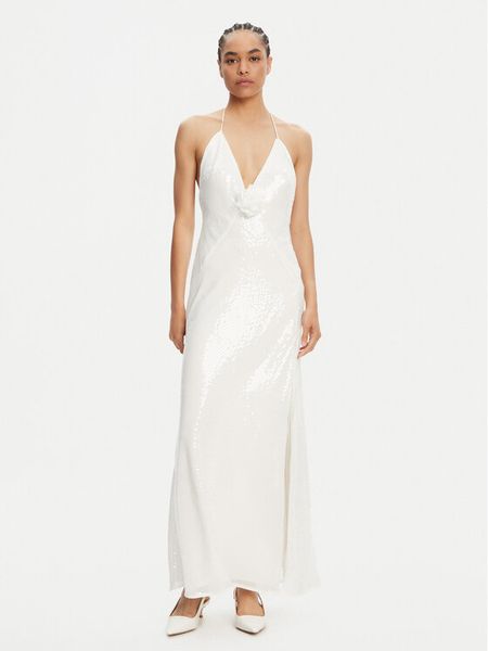 Bardot Sukienka wieczorowa Aradia 59278DB5 Biały Regular Fit. Białe sukienki damskie Bardot, bez wzorów, z syntetyku, wizytowe, bez kołnierzyka, bez ramiączek. Za 499.99 zł.