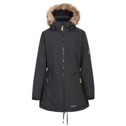 Kurtka Parka Damska Z Długimi Rękawami. Czarne parki damskie Trespass, na jesień, xs, bez wzorów, z futra, z kapturem. Za 305.99 zł.