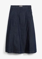 Spódnica jeansowa midi. Niebieskie spódnice damskie bonprix, bez wzorów, z jeansu, midi. Za 64.99 zł.