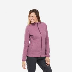 Bluza turystyczna damska Quechua NH150. Fioletowe bluzy damskie QUECHUA, m, bez wzorów, z bawełny, bez ramiączek, bez kaptura. Za 119.99 zł.