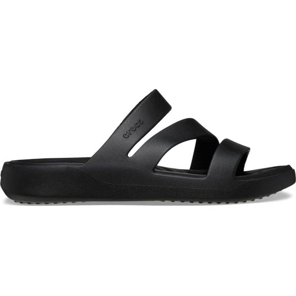 Klapki plażowe damskie Crocs Getaway Strappy. Czarne klapki damskie Crocs, bez wzorów, sportowe, bez obcasa, bez zapięcia. Za 149.00 zł.