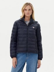Guess Jeans Kurtka przejściowa W5RL99 WHAB2 Granatowy Regular Fit. Niebieskie kurtki damskie Guess Jeans, l, z aplikacjami, z jeansu, bez kaptura. Za 419.99 zł.