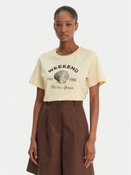 Weekend Max Mara T-Shirt Bora 2615971042 Żółty Regular Fit. Żółte t-shirty damskie Weekend Max Mara, m, bez wzorów, z bawełny, bez kołnierzyka, bez ramiączek. Za 529.99 zł.