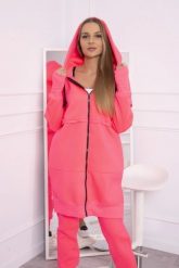 Komplet ocieplany z długą bluzą różowy neon. Czerwone bluzy damskie KESI, l, bez wzorów, z bawełny, bez ramiączek, bez kaptura. Za 357.56 zł.