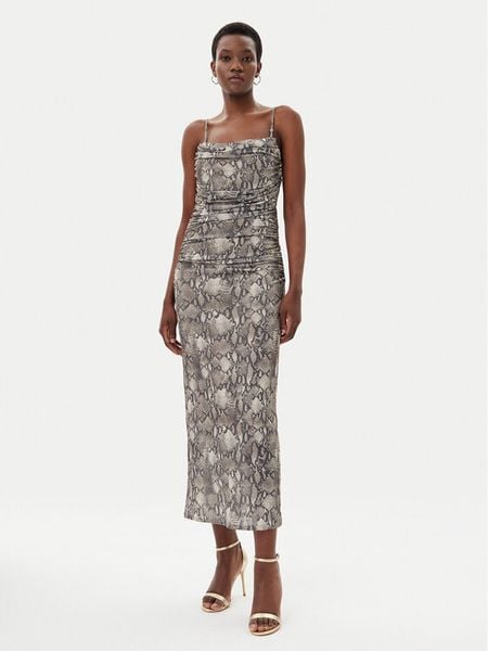 HUGO Sukienka letnia Noffiano 50540915 Brązowy Slim Fit. Brązowe sukienki damskie Hugo, na lato, l, bez wzorów, z syntetyku, bez kołnierzyka, bez ramiączek. Za 499.99 zł.