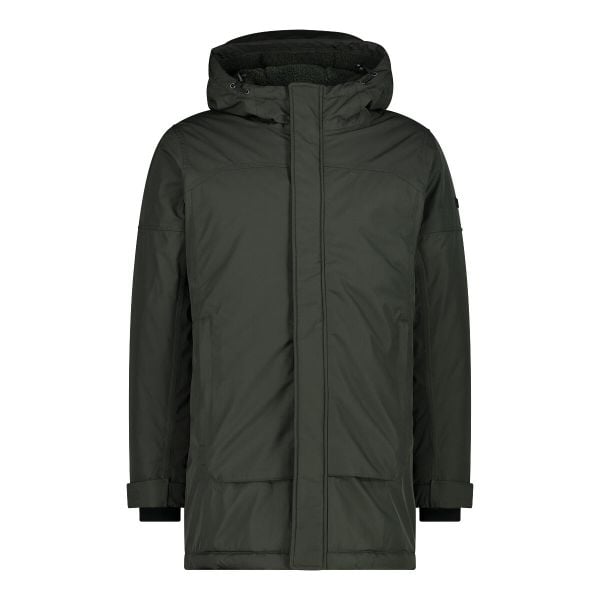 Parka z odpinanym kapturem CMP. Zielone parki męskie CMP, bez wzorów, z materiału, bez kołnierzyka. Za 462.00 zł.