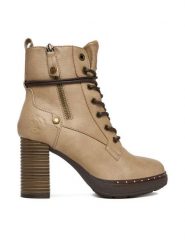 Beverly Hills Polo Club Trzewiki CEO-WS6632-02 Beżowy. Brązowe botki damskie Beverly Hills Polo Club, bez wzorów, z materiału, bez obcasa, na słupku, bez zapięcia. Za 219.99 zł.