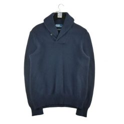 Second life - Męski granatowy sweter - Jak nowy. Niebieskie swetry męskie Ralph Lauren, m, bez wzorów, sportowe, bez kołnierzyka, bez ramiączek. Za 149.06 zł.