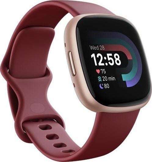 Smartwatch Fitbit Versa 4 Bordowy (FB523RGRD). Czerwone zegarki smartwatch FitBit, bez wzorów. Za 968.99 zł.