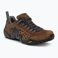 Buty trekkingowe dla mężczyzn Merrel Intercept. Zielone buty zimowe męskie Merrell, bez wzorów, bez obcasa, bez zapięcia. Za 549.99 zł.