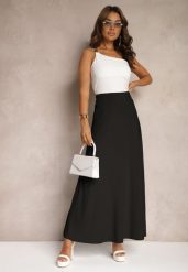 Czarna Rozkloszowana Spódnica High Waist z Marszczeniem w Pasie Nolisea. Czarne spódnice damskie Renee, s, bez wzorów, z materiału, z podwyższonym stanem, maxi, rozkloszowane. Za 99.99 zł.
