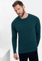 Lekki sweter S-RADO. Niebieskie swetry męskie Volcano, l, bez wzorów, z bawełny, klasyczne, bez kołnierzyka, bez ramiączek. Za 139.99 zł.