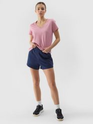 4F Spodenki dresowe damskie - granatowe XL. Niebieskie szorty damskie 4F, bez wzorów, z bawełny, sportowe. W wyprzedaży za 39.99 zł.