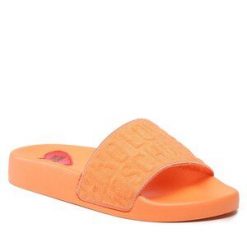 Klapki LOVE MOSCHINO. Brązowe klapki damskie Love Moschino, bez wzorów, bez obcasa, bez zapięcia. Za 399.99 zł.