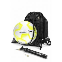Zestaw piłkarski Yakimasport plecak z siatką + piłka nożna r.4 + pompka. Żółte plecaki męskie YAKIMASPORT, bez wzorów, sportowe. Za 99.99 zł.