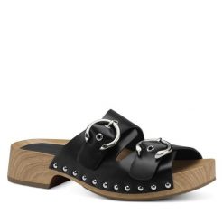 Klapki Tamaris. Czarne klapki damskie Tamaris, bez wzorów, bez obcasa, bez zapięcia. Za 199.99 zł.