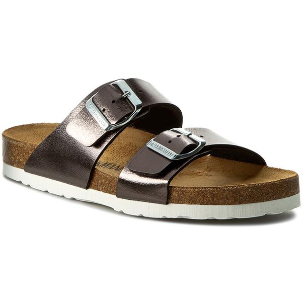 Klapki Dr. Brinkmann. Szare klapki damskie Dr. Brinkmann, bez wzorów, bez obcasa, bez zapięcia. Za 139.99 zł.