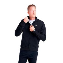 Bluzy męskie zapinane na suwak z wysokim kołnierzem, linia Basic. Czarne bluzy męskie LEONE 1947 APPAREL, m, bez wzorów, z bawełny, sportowe, bez ramiączek, bez kaptura. Za 147.31 zł.