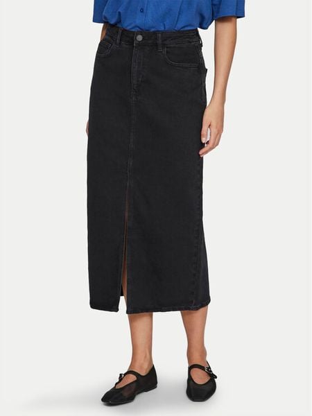 Vila Spódnica jeansowa Jaf 14099736 Czarny Regular Fit. Czarne spódnice damskie Vila, bez wzorów, z bawełny. Za 169.99 zł.