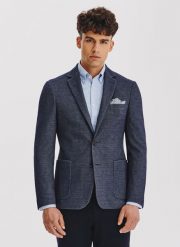 PAKO LORENTE - Casualowa marynarka męska w kolorze granatowym. Garnitury męskie Pako Lorente, m, bez wzorów, z bawełny, casualowe, bez kołnierzyka, bez ramiączek. Za 549.99 zł.