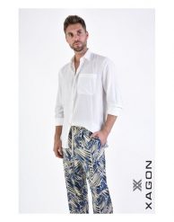 Xagon Koszula "Manica" | P24042ALONGL | Mężczyzna | Biały. Białe koszule męskie Xagon, m, bez wzorów, z bawełny, eleganckie, bez kołnierzyka, bez ramiączek. W wyprzedaży za 389.00 zł.