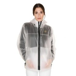 Uniseksowa wodoodporna kurtka. Białe kurtki sportowe damskie EQUESTRO, s, bez wzorów, z nylonu, bez ramiączek, bez kaptura, na fitness i siłownię. Za 251.90 zł.