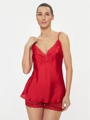 Selmark Koszulka piżamowa Gabrielle 61061 Czerwony Regular Fit. Czerwone koszule nocne damskie Selmark, bez wzorów, z syntetyku, bez ramiączek. Za 199.99 zł.