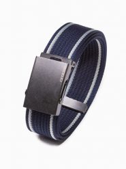 Pasek męski parciany dwukolorowy - granatowy A028 - uniwersalny. Niebieskie paski męskie Ombre Clothing, z materiału, eleganckie. Za 41.99 zł.