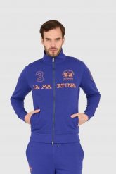 LA MARTINA Fioletowa bluza męska na zamek, Rozmiar XXL. Fioletowe bluzy męskie La Martina, m, bez wzorów, bez ramiączek, bez kaptura. W wyprzedaży za 599.99 zł.