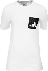 Adidas Koszulka damska adidas Lace Camo GFX 1 biała GT8832 L. Białe bluzki damskie Adidas, l, bez wzorów, bez kołnierzyka, bez ramiączek. Za 84.43 zł.