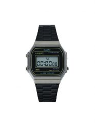 Casio Zegarek Vintage A168WEHB-1AEF Czarny. Czarne, cyfrowe zegarki męskie Casio, bez wzorów. Za 269.99 zł.