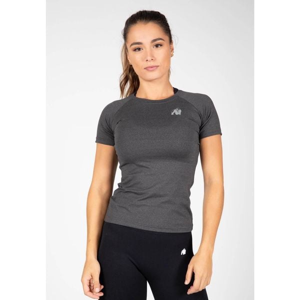 Koszulka fitness damska Gorilla Wear Aspen T-shirt. Szare bluzki damskie GORILLA WEAR, xs, bez wzorów, sportowe, bez kołnierzyka, bez ramiączek. Za 190.00 zł.