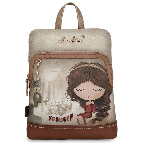 Brązowy Stylowy Damski Plecak Anekke. Brązowe plecaki damskie Anekke, bez wzorów, eleganckie. Za 399.00 zł.