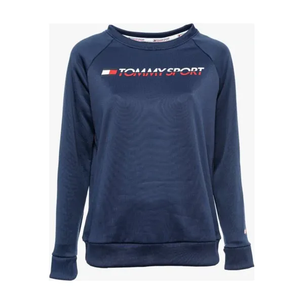 Tommy Sport Bluza Logo Crew Neck , granatowy, rozmiar M. Niebieskie bluzy damskie Tommy Hilfiger, m, bez wzorów, z elastanu, klasyczne, bez ramiączek, bez kaptura. W wyprzedaży za 199.99 zł.