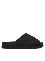 Tommy Jeans Klapki Tjw Comfort Slides Washed Denim EN0EN02898 Czarny. Czarne klapki damskie Tommy Jeans, bez wzorów, z denimu, bez obcasa, bez zapięcia. Za 249.99 zł.
