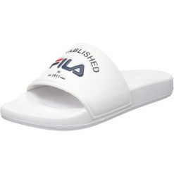 Klapki basenowe damskie Fila Baywalk '23 wsuwane. Białe klapki damskie Fila, bez wzorów, bez obcasa, bez zapięcia. W wyprzedaży za 90.49 zł.