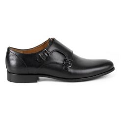 Kampol Buty męskie wizytowe monki 341/15 czarne. Czarne buty wizytowe męskie w ażurowe wzory, ze skóry, bez obcasa, bez zapięcia. Za 362.62 zł.
