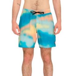 Spodenki kąpielowe męskie Volcom Baffle Trunk 17. Niebieskie kąpielówki męskie Volcom, bez wzorów, z poliesteru, sportowe. Za 228.20 zł.