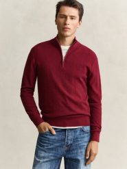 Gant sweter typu troyer z domieszką wełny Mężczyźni Bawełna czerwony, XXL. Czerwone swetry męskie GANT, m, bez wzorów, z bawełny, wakacyjne, bez kołnierzyka, bez ramiączek. Za 799.95 zł.