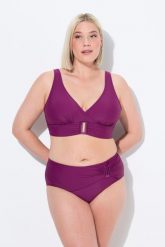 Damskie Bikini ozdobne klamry miękkie miseczki materiał pochodzący z recyklingu. Czerwone stroje kąpielowe damskie Ulla Popken, plus size, bez wzorów, z elastanu. Za 191.99 zł.