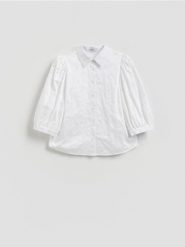 Koszula z haftem - biały. Białe koszule damskie Reserved, l, bez wzorów, z bawełny, bez kołnierzyka, bez ramiączek. Za 109.99 zł.