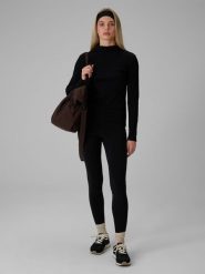 4F Legginsy dzianinowe damskie - czarne L. Czarne legginsy damskie 4F, bez wzorów, z bawełny. Za 129.99 zł.