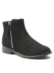 Jenny Fairy Botki WYL1956-2 Czarny. Czarne botki damskie Jenny Fairy, bez wzorów, z materiału, bez obcasa, na płaskiej podeszwie, bez zapięcia. Za 79.99 zł.