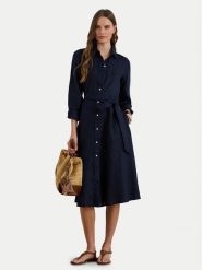 LAUREN RALPH LAUREN Sukienka koszulowa 200P13686002 Granatowy Regular Fit. Niebieskie sukienki damskie Lauren Ralph Lauren, bez wzorów, ze lnu, bez kołnierzyka, bez ramiączek, koszulowe. Za 1,599.00 zł.