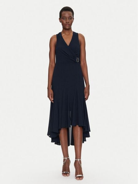 Morgan Sukienka koktajlowa 251-REEL Granatowy Regular Fit. Niebieskie sukienki damskie Morgan, bez wzorów, z syntetyku, wizytowe, bez kołnierzyka, bez ramiączek. Za 239.99 zł.