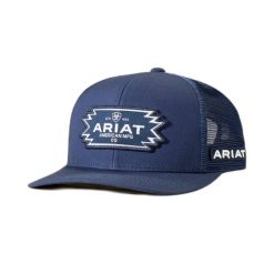 Czapka trucker z logo azteckim Ariat. Niebieskie czapki męskie Ariat, bez wzorów. Za 219.50 zł.