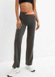 Bawełniane spodnie sportowe Bootcut (2 pary). Czarne spodnie dresowe damskie bonprix, bez wzorów, z bawełny, sportowe, na fitness i siłownię. Za 117.99 zł.