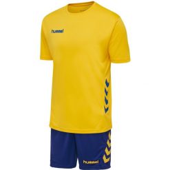 Zestaw piłkarski dla dorosłych Hummel Promo Duo Set. Brązowe koszulki sportowe męskie Hummel, m, bez wzorów, z dżerseju, bez ramiączek, na fitness i siłownię. Za 118.00 zł.